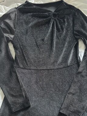 Black Sparkle Long Sleeve Dress Top
